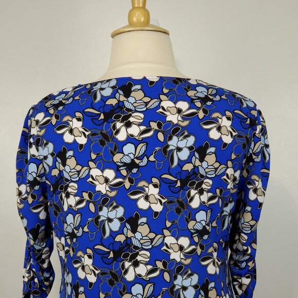 Dana Buchman Multi-Color Floral Pullover Stretchy Top with Ruching Size XL - Picture 9 of 14